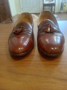 Peter Huber Men's Brown Leather Tassel Brogue Slip-On Loafers Size 10M